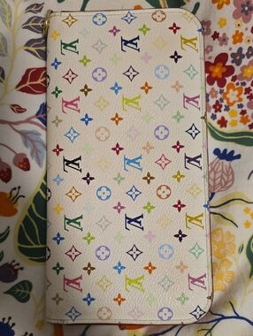 🌈 Authentic Louis Vuitton White Multicolor Monogram Zippy Wallet Purse 🌈